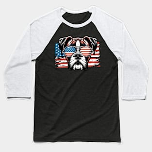 Beagle Dog Sunglasses American Flag 4th of July Baseball T-Shirt